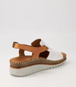 Women DIANA FERRARI Wedges|Heels-Iliana White Tan Leather Sandals