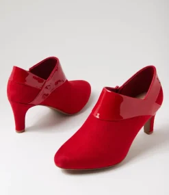 Women I LOVE BILLY Heels-Ilonda W Dark Red Microsuede Patent Pu Heels