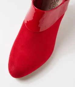 Women I LOVE BILLY Heels-Ilonda W Dark Red Microsuede Patent Pu Heels