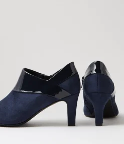 Women I LOVE BILLY Heels-Ilonda W Navy Microsuede Patent Pu Heels