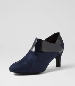 Women I LOVE BILLY Heels-Ilonda W Navy Microsuede Patent Pu Heels