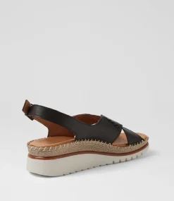 Women DIANA FERRARI Wedges|Heels-Impetue Black Leather Sandals
