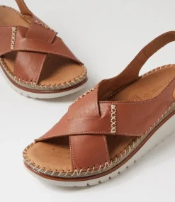 Women DIANA FERRARI Wedges|Heels-Impetue Tan Leather Sandals