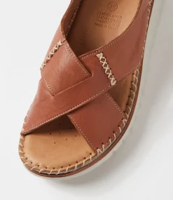Women DIANA FERRARI Wedges|Heels-Impetue Tan Leather Sandals