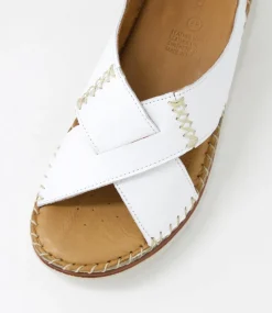 Women DIANA FERRARI Wedges|Heels-Impetue White Leather Sandals