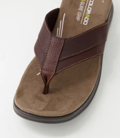 COLORADO Sandals|Casuals-Incara Chocolate Tumble Leather Thongs