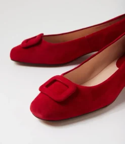 Women DIANA FERRARI Flats|Dress-Indiarna Red Suede Heels
