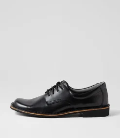HARRISON Senior School Shoes-Indy E Black Shine Leather Lace Up Shoes
