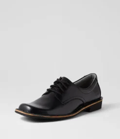 HARRISON Senior School Shoes-Indy E Black Shine Leather Lace Up Shoes