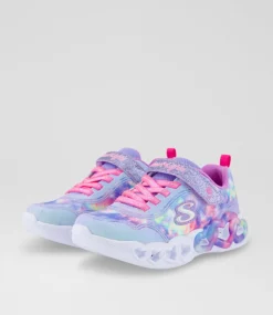 SKECHERS Sport School Shoes-Infinite Heart Light Lavender Multi Fabric Sneakers