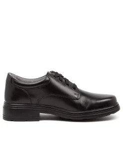 CLARKS Junior School Shoes-INFINITY JNR E BLK LTHR