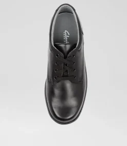CLARKS Senior School Shoes-INFINITY SNR E BLK LTHR
