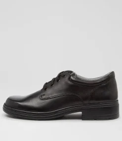 CLARKS Senior School Shoes-INFINITY SNR E BLK LTHR
