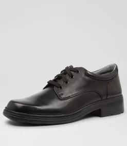 CLARKS Senior School Shoes-INFINITY SNR E BLK LTHR