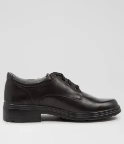 CLARKS Senior School Shoes-INFINITY SNR E BLK LTHR
