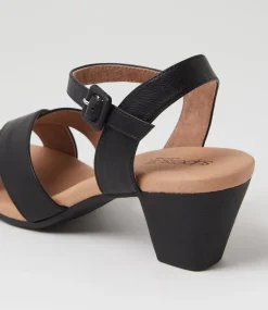 Women SUPERSOFT Comfort|Heels-Ingrids Black Leather Sandals