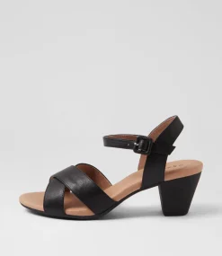 Women SUPERSOFT Comfort|Heels-Ingrids Black Leather Sandals