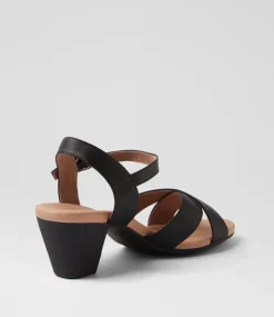 Women SUPERSOFT Comfort|Heels-Ingrids Black Leather Sandals
