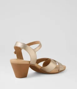 Women SUPERSOFT Comfort|Heels-Ingrids Champagne Leather Sandals