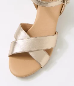 Women SUPERSOFT Comfort|Heels-Ingrids Champagne Leather Sandals