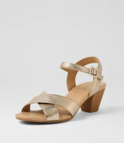Women SUPERSOFT Comfort|Heels-Ingrids Champagne Leather Sandals