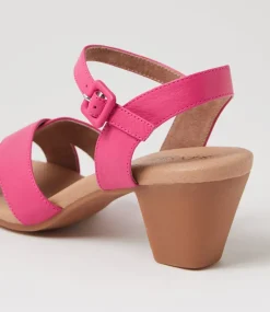 Women SUPERSOFT Comfort|Heels-Ingrids Dark Fuchsia Leather Sandals