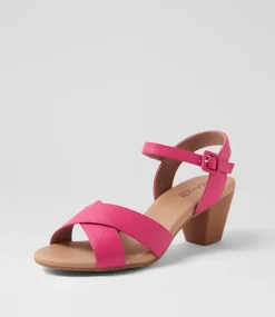 Women SUPERSOFT Comfort|Heels-Ingrids Dark Fuchsia Leather Sandals