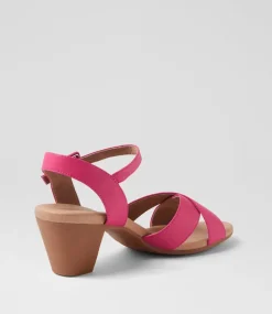 Women SUPERSOFT Comfort|Heels-Ingrids Dark Fuchsia Leather Sandals