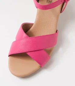 Women SUPERSOFT Comfort|Heels-Ingrids Dark Fuchsia Leather Sandals