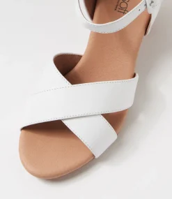 Women SUPERSOFT Comfort|Heels-Ingrids White Leather Sandals