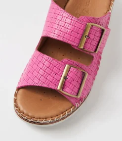 Women DIANA FERRARI Slides|Wedges-Instanti Fuschia Leather Sandals