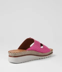 Women DIANA FERRARI Slides|Wedges-Instanti Fuschia Leather Sandals