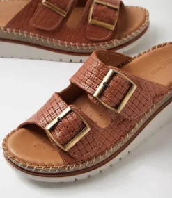 Women DIANA FERRARI Slides|Wedges-Instanti Tan Leather Sandals