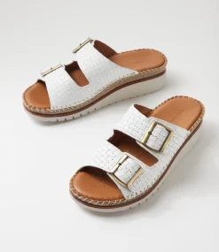 Women DIANA FERRARI Slides|Wedges-Instanti White Leather Sandals