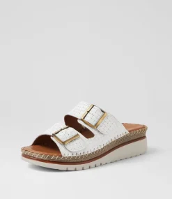 Women DIANA FERRARI Slides|Wedges-Instanti White Leather Sandals