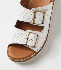 Women DIANA FERRARI Slides|Wedges-Instanti White Leather Sandals