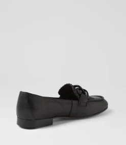 Women DIANA FERRARI Flats|Loafers-Ipitomy Black Leather Loafers