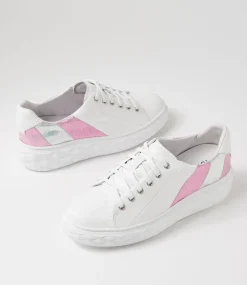 Women TOP END Sneakers-Irenna White Pink Multi Leather Sneakers