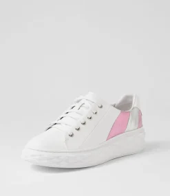 Women TOP END Sneakers-Irenna White Pink Multi Leather Sneakers
