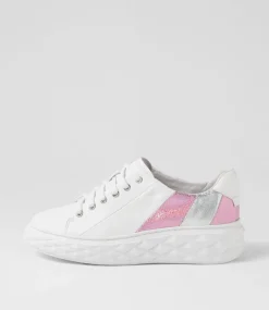 Women TOP END Sneakers-Irenna White Pink Multi Leather Sneakers