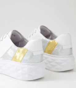 Women TOP END Sneakers-Irenna White Silver Multi Leather Sneakers