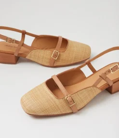 Women DIANA FERRARI Flats-Irome Natural Dark Tan Patent Leather Heels