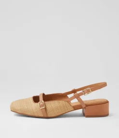 Women DIANA FERRARI Flats-Irome Natural Dark Tan Patent Leather Heels