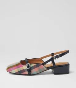 Women DIANA FERRARI Heels|Flats-Irome Picnic Print Navy Patent Leather Heels