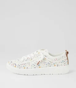 Women I LOVE BILLY Sneakers-Isaiah White Ditzy Floral Canvas Sneakers
