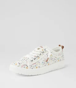 Women I LOVE BILLY Sneakers-Isaiah White Ditzy Floral Canvas Sneakers