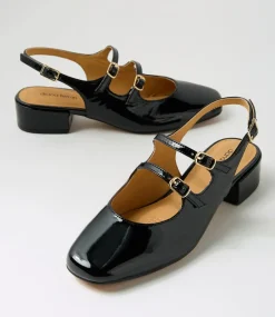 Women DIANA FERRARI Flats|Heels-Ishala Black Patent Leather Heels