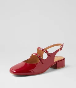 Women DIANA FERRARI Flats|Heels-Ishala Deep Red Patent Leather Heels
