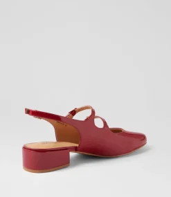 Women DIANA FERRARI Flats|Heels-Ishala Deep Red Patent Leather Heels
