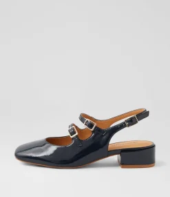Women DIANA FERRARI Flats|Heels-Ishala Navy Patent Leather Heels